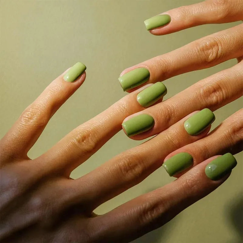 Olive Green Solid Press On Nails